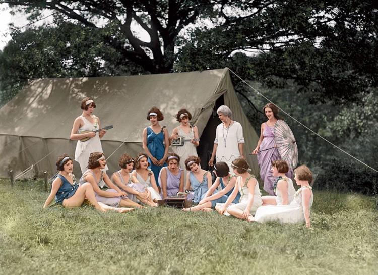 1924 Ballet Troup with Cigar Box Guitar - Colorized