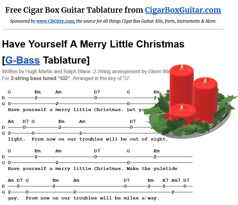 Have Yourself A Merry Little Christmas 2-string G-Bass tablature Have Yourself A Merry Little Christmas 2-string G-Bass tablature