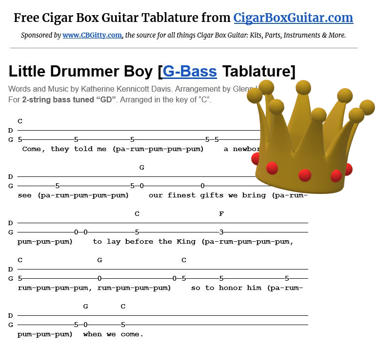 Little Drummer Boy 2-string G-Bass tablature Little Drummer Boy 2-string G-Bass tablature
