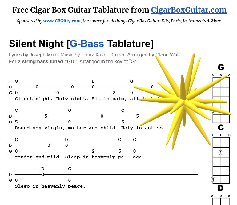 Silent Night 2-string G-Bass tablature Silent Night 2-string G-Bass tablature