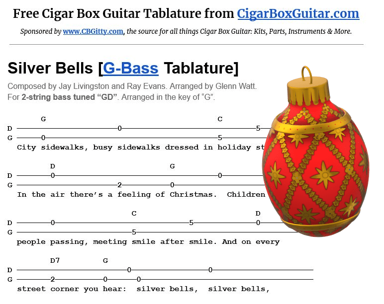 Silver Bells 2-string G-Bass tablature Silver Bells 2-string G-Bass tablature